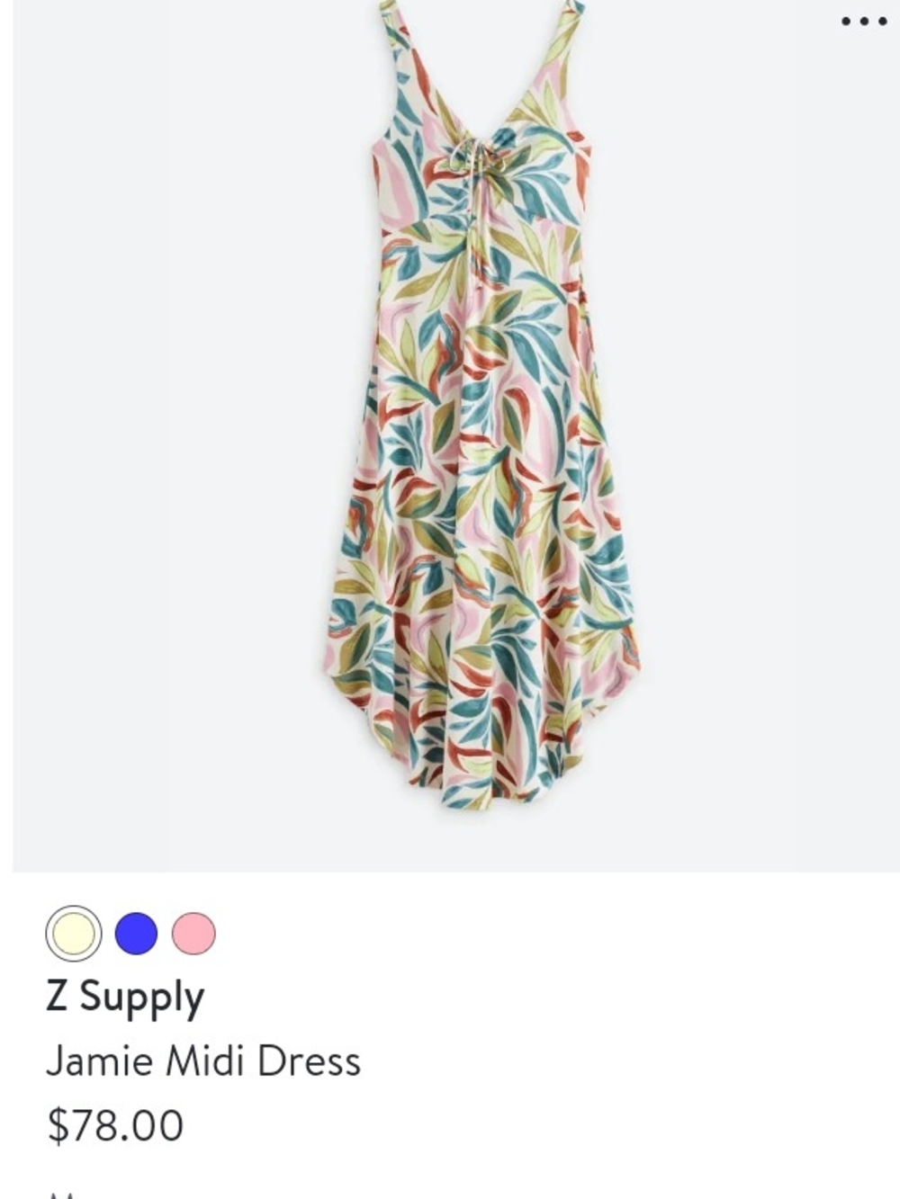 Z Supply Multicolor Leaf-Print Tie-Front Midi Dress